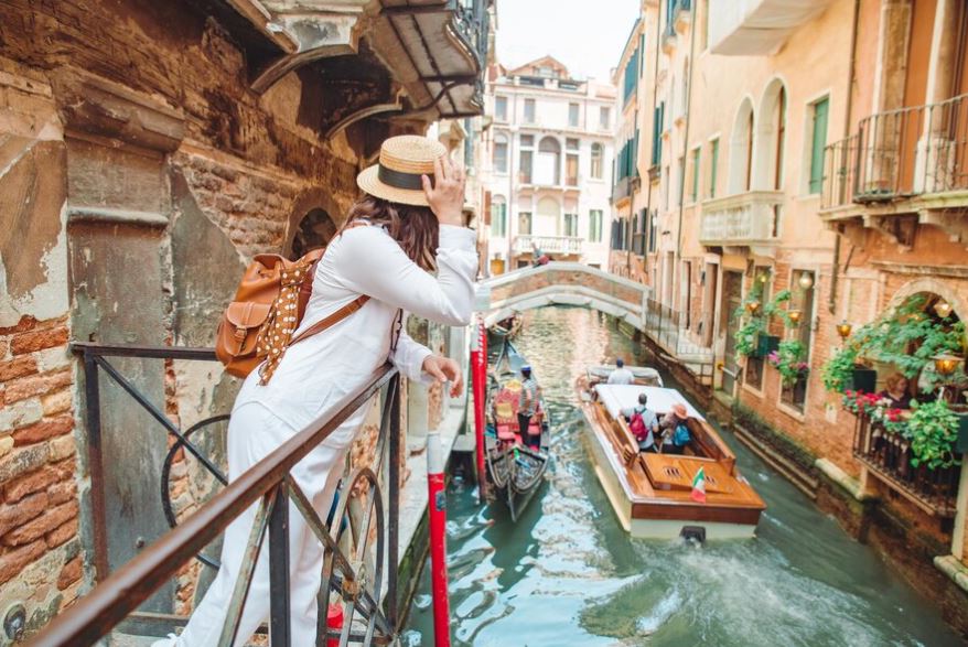 Venetian Canals in A Gondola, Italy